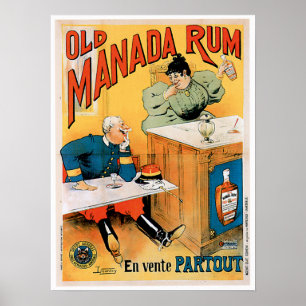 Póster Arte velha do anúncio da bebida do vintage do rum