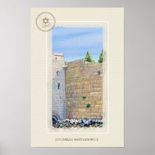 Poster Arte velha ocidental da cidade da parede KOTEL