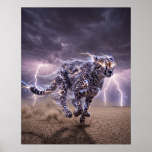 Poster Arte Velocidade Relâmpago Cheetah Trovoada