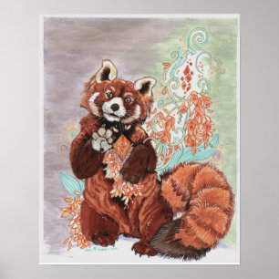 Poster Arte Vermelha do Panda Vibrações Cristalinas