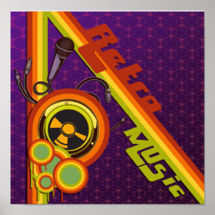 Póster arte vetorial de música retro funky