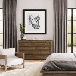 Poster Arte Vetorial de Saltos Stileto Preto e Branco