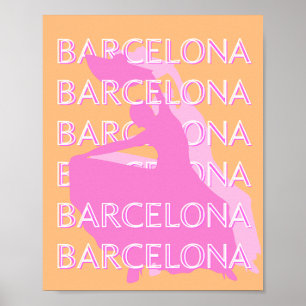 Poster Arte Viagem de Barcelona, Arte Viagem Espanha, Lar