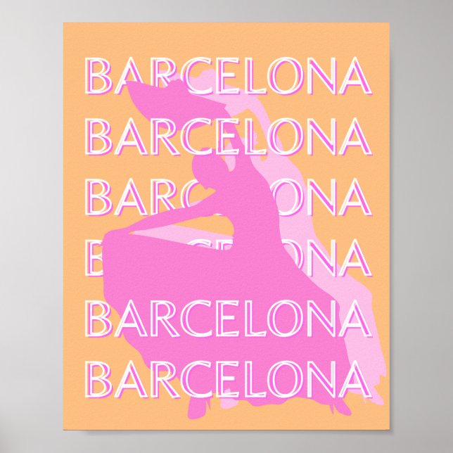 Poster Arte Viagem de Barcelona, Arte Viagem Espanha, Lar (Frente)