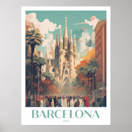Poster Arte Viagem de Muro de Barcelona