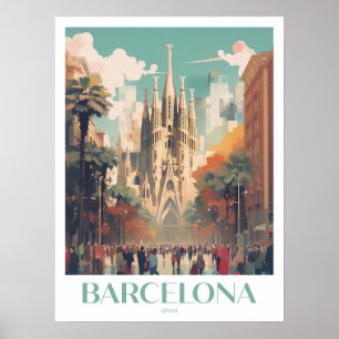 Poster Arte Viagem de Muro de Barcelona