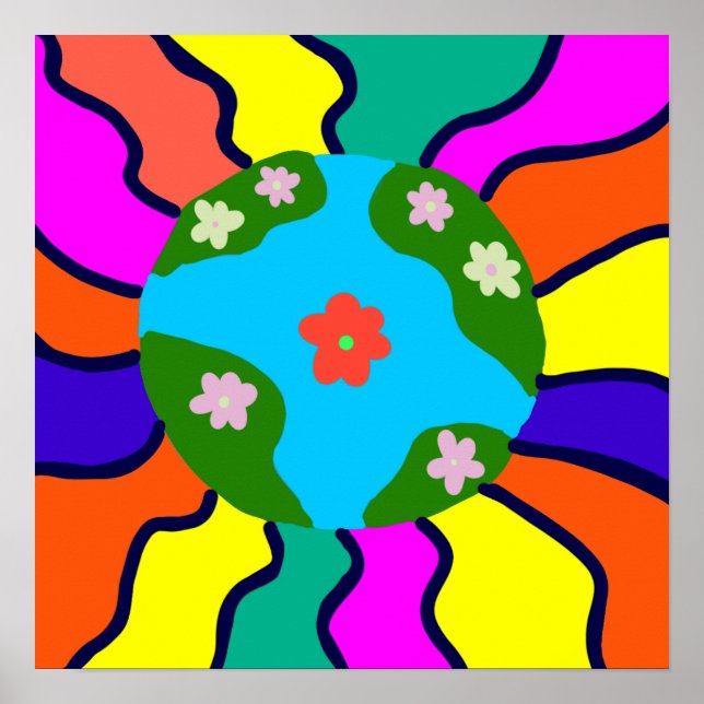 Poster Arte Vibes Retrô da Terra (Frente)