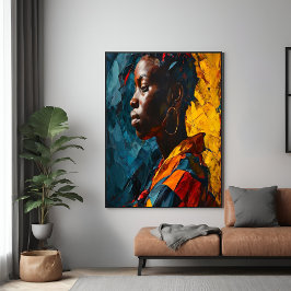 Póster Arte vibrante com Abstrato retrato a negrito