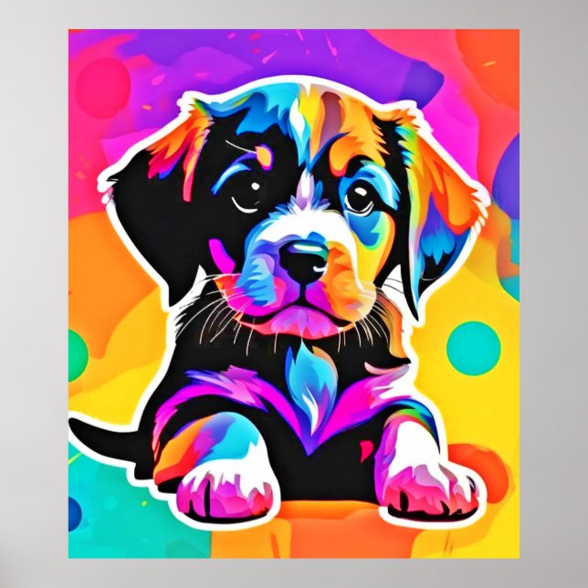 Poster Arte Vibrante de Cachorrinho (Frente)