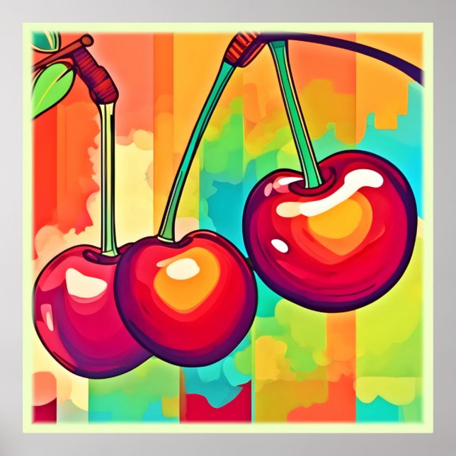 Poster Arte Vibrante de Cereja (Frente)