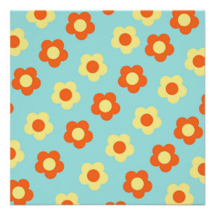 Póster Arte vibrante de flor selvagem negrito Y2K Blue