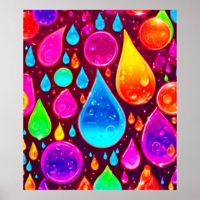 Poster Arte Vibrante de Gotículas de Neon (Frente)