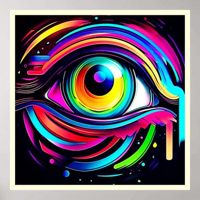 Poster Arte Vibrante de Olho Psicodélico (Frente)