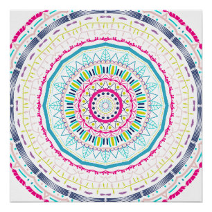 Póster Arte Vibrante e Colorida de Mandala