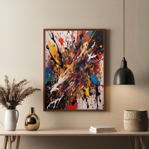 Poster Arte vibrante expressionista de ação dinâmica por