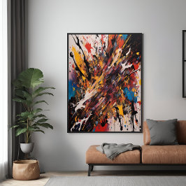 Póster Arte vibrante expressionista de ação dinâmica por