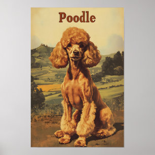 Poster Arte Vintage de Cachorro Poodle