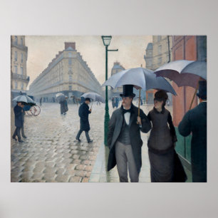 Poster Arte Vintage de Caillebotte Rua de Paris Dia Chuvo