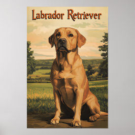 Poster Arte Vintage do Cão Retriever Labrador