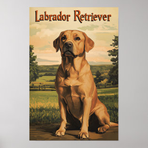 Poster Arte Vintage do Cão Retriever Labrador
