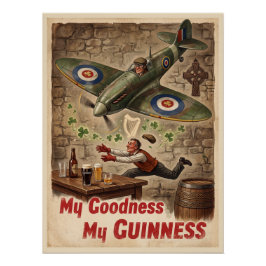 Póster Arte Vintage do Spitfire Irlandês - Meu Deus Meu G