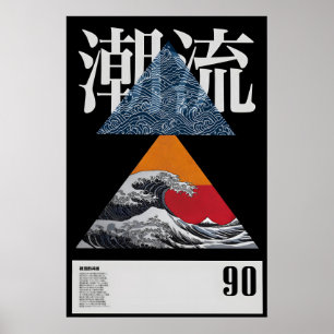 Poster Arte Vintage Japonesa da Grande Onda Inspirada em 