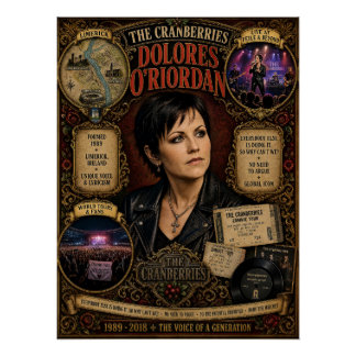 Póster Arte Vintage The Cranberries Dolores O'Riordan par
