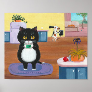 Poster Arte Whimsical Engraçado Criacionardes de Cães Neg