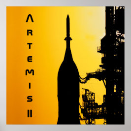 Poster Artemis II para a Plataforma de Lançamento
