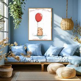 Póster Artéria Personalizada - Capybara e Balão Vermelho
