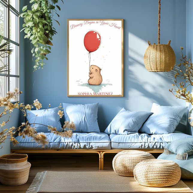 Póster Artéria Personalizada - Capybara e Balão Vermelho (Criador carregado)