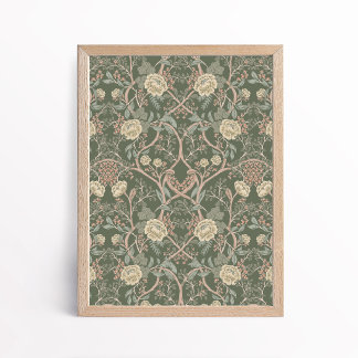Poster Artes e Ofícios em Estilo Vintage Peônia Floral