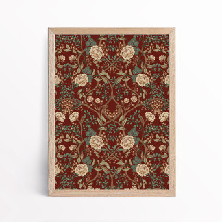 Poster Artes e Ofícios em Estilo Vintage Peônia Floral