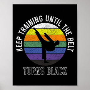 Poster Artes Marciais Belt Negro Jiu Jitsu Taekwondo Kara
