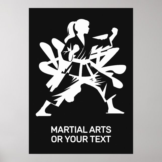Poster Artes Marciais com Texto e Cor Personalizados (Frente)
