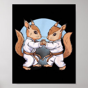 Poster Artes Marciais Judô Esquilo Taekwondo Kung Fu