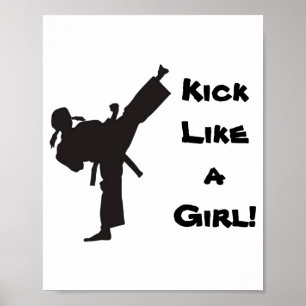 Poster Artes Marciais Kick Like A Girl Tae Kwon Do Caratê