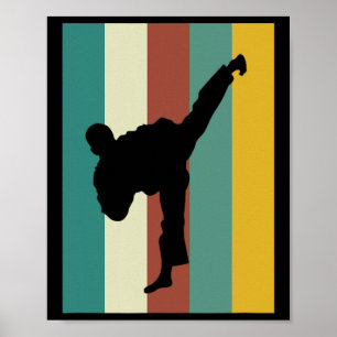 Poster Artes marciais Kickboxing Karate Taekwondo Retro D