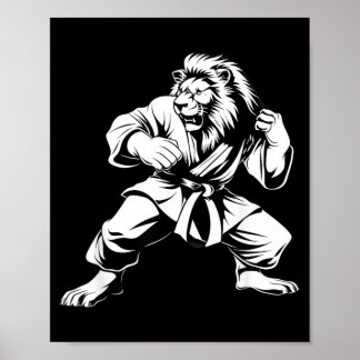 Poster Artes Marciais Leão Desenho de Artes Marciais Kick