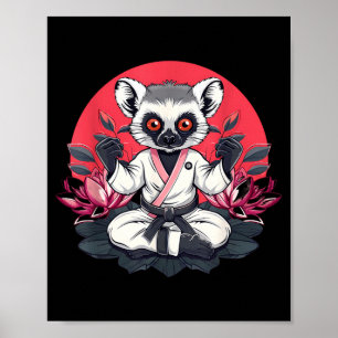 Poster Artes Marciais Lêmure Judô Kickboxing Taekwondo