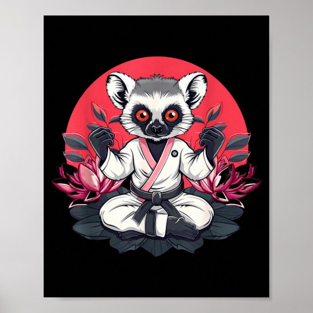 Poster Artes Marciais Lêmure Judô Kickboxing Taekwondo (Frente)