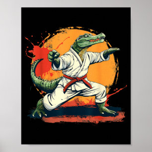 Poster Artes Marciais MMA Taekwondo Crocodilo Karatê Anim
