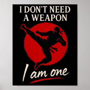 Poster Artes Marciais Ninja Combatendo Eu Sou A Arma Kick
