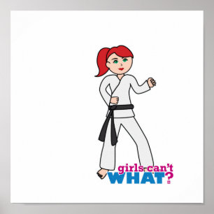 Póster Artes Marciais - Ponytail (Claro/Vermelho)