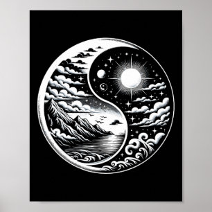 Poster Artes Marciais Qigong Yin Yang Tai Chi Yoga Medita