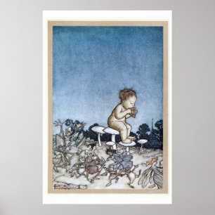 Póster Arthur Rackham - Peter Pan Kensington jardina 1906