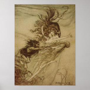 Póster Arthur Rackham   Rinoemaidens provocando o Alberic