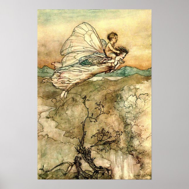 Poster Arthur Rackham's Faeries em voo (Frente)