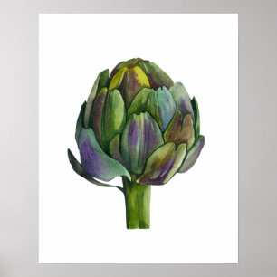 Poster Artichoke Orgânico de Aquarela