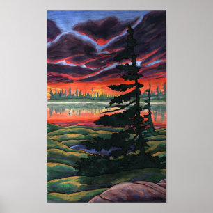 Poster ártico canadense do por do sol da pintura
